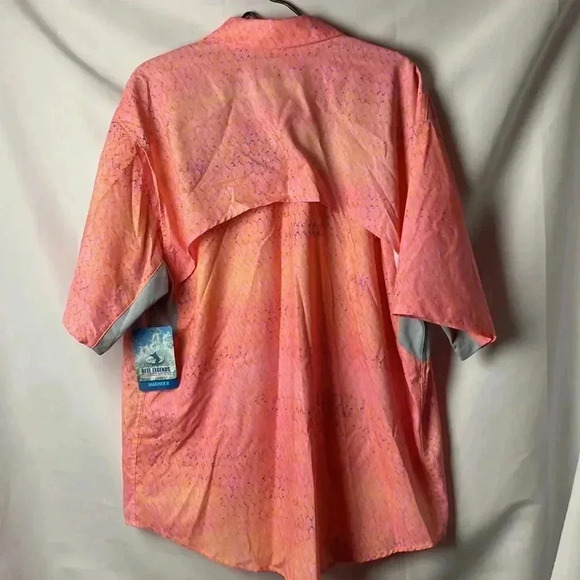 NWT REEL LEGENDS MARINER II MENS SIZE LARGE ORANGE PINK SCALE DESIGN POCKETS - Picture 12 of 15